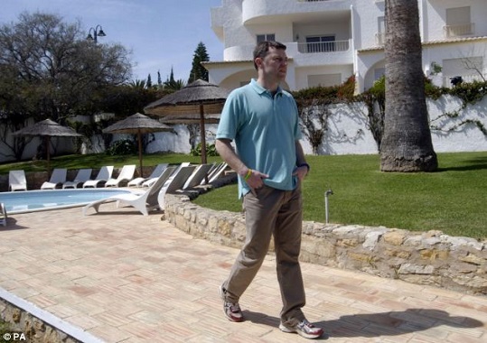 Disappearance: Gerry McCann, father of Madeleine, in Praia da Luz, Portugal where she was last seen