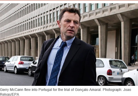Gerry McCann flew into Portugal for the trial of Gon&ccedil;alo Amaral. Photograph: Joao Relvas/EPA
