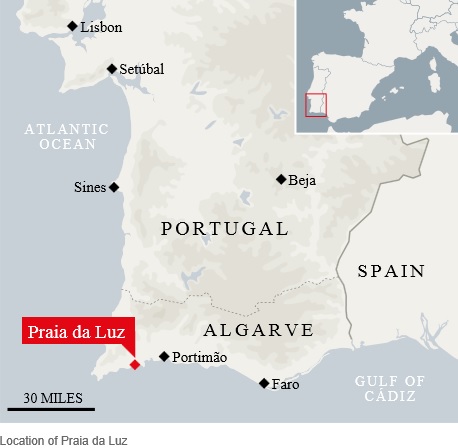 Location of Praia da Luz