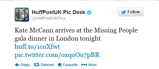 Kate McCann arrives at the Missing People gala dinner in London tonight