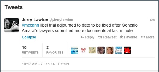 Jerry Lawton tweet, 07 January 2014